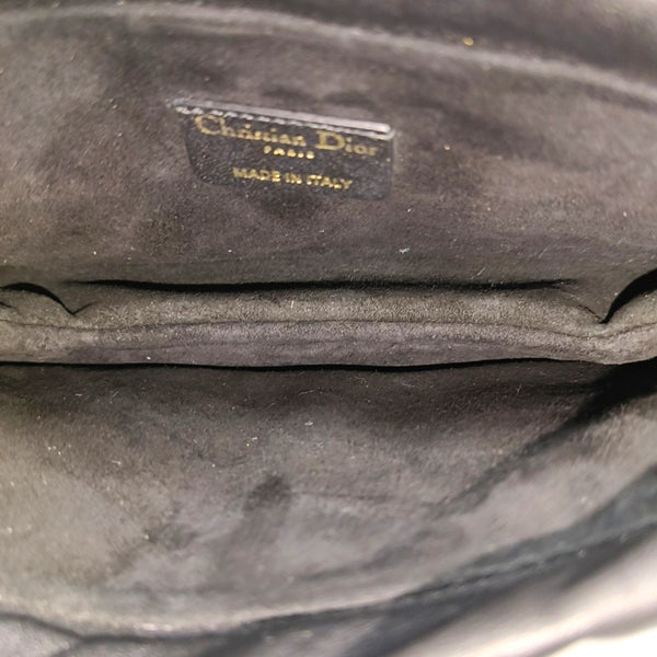 Cannage Calfskin Shoulder Bag Black