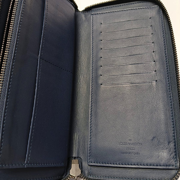 ZIPPY Damier Calfskin Blue Wallet