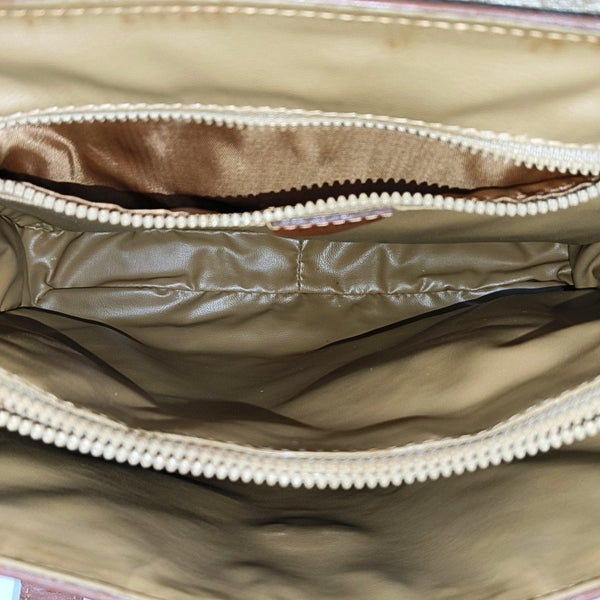 Coated Canvas Top Handle Bag Brown