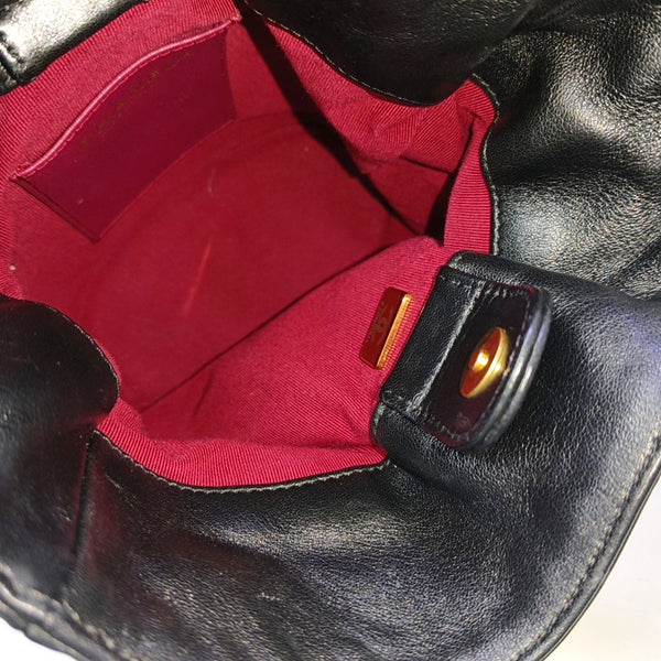 Quilted Lambskin Bucket Bag Small Black