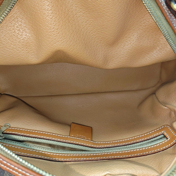 Coated Canvas Top Handle Bag Brown