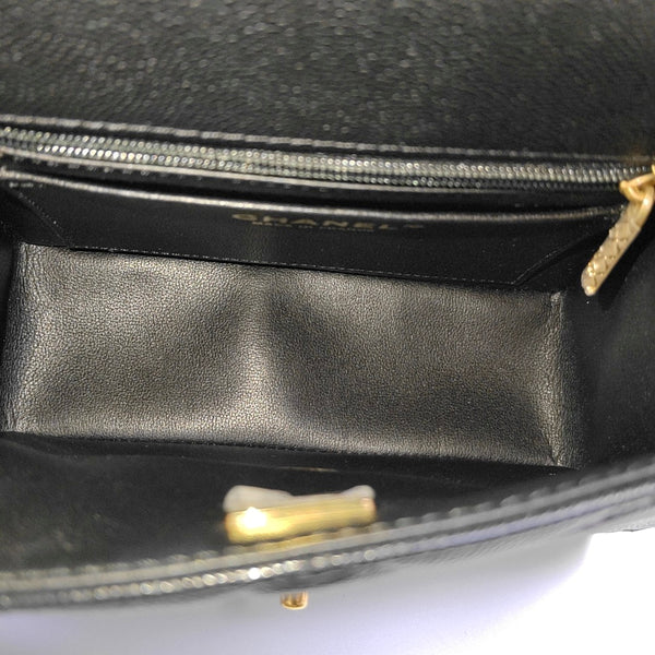 24A Quilted Grained Calfskin Black