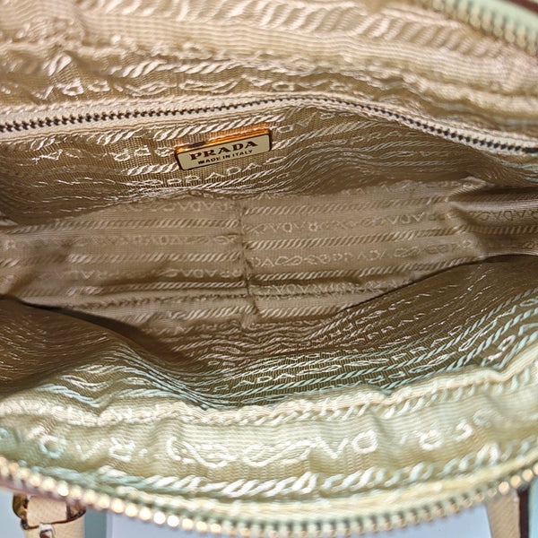 Leather Top Handle Bag Beige