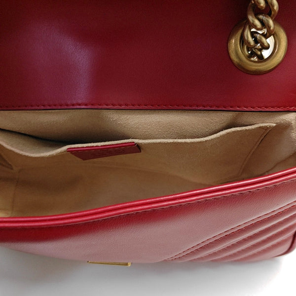 GG Marmont Small Quilted Calfskin Red