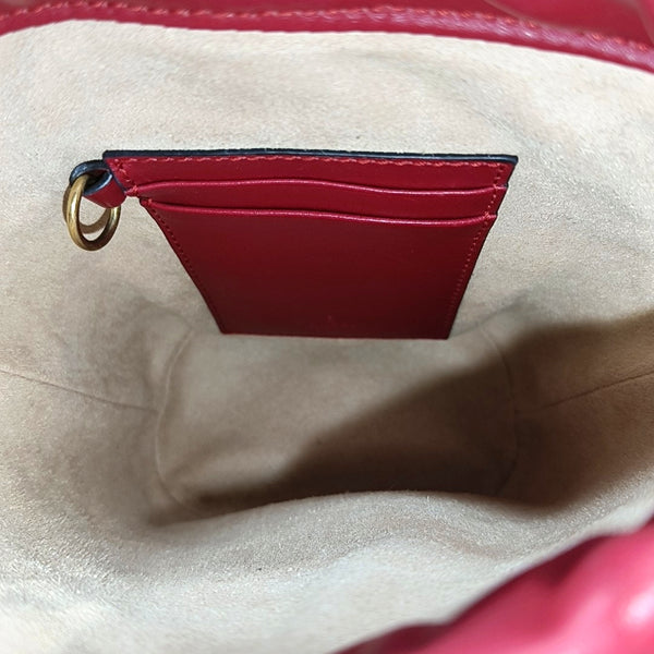 Authenticated pre-owned GG Marmont Mini Quilted Calfskin Red - Bucket Bag at Looply
