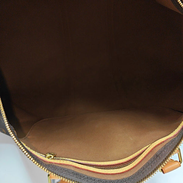 KEEPALL 55 Monogram Coated Canvas Brown