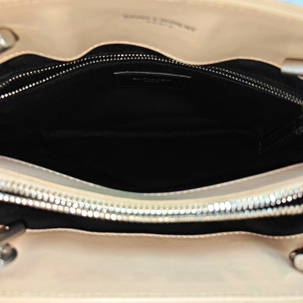 Chevron Leather Shoulder Bag Beige