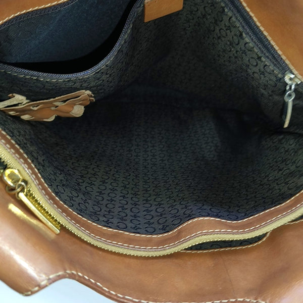 Coated Canvas Top Handle Bag Brown
