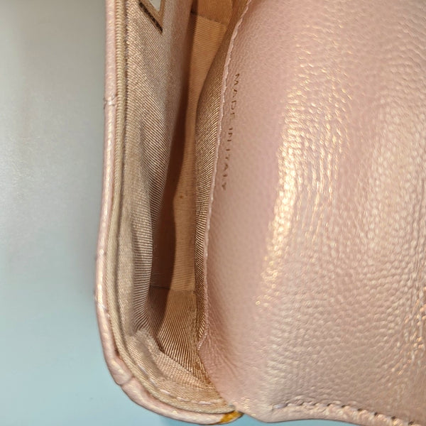 Quilted Grained Calfskin Shoulder Bag Small Pink