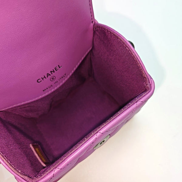 Quilted Calfskin Shoulder Bag Mini Purple