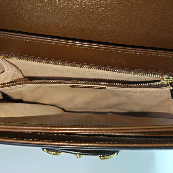Horsebit 1955 Medium Monogram Coated Canvas Beige