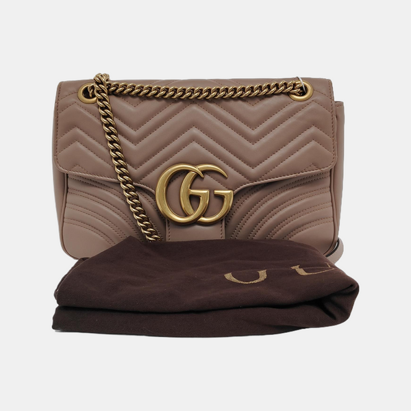 GG Marmont Large Quilted Calfskin Beige
