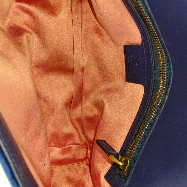 GG Marmont Medium Quilted Velvet Blue