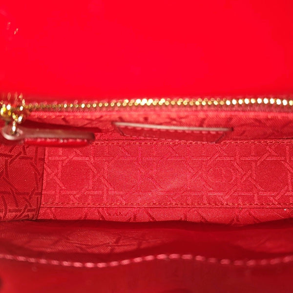 Lady Dior Mini Cannage Patent Leather Red