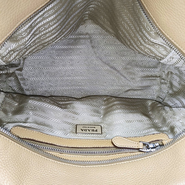 Authenticated pre-owned Bauletto Saffiano Calfskin Beige - Top Handle Bag at Looply