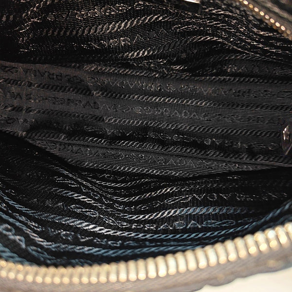 Quilted Nylon Shoulder Bag Black