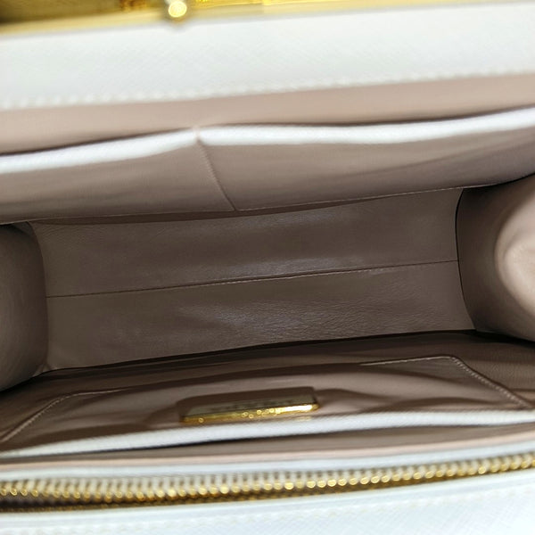 Saffiano Calfskin Top Handle Bag White