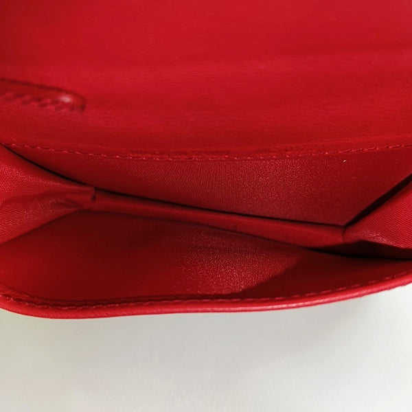 Cannage Patent Leather Card Holder Red