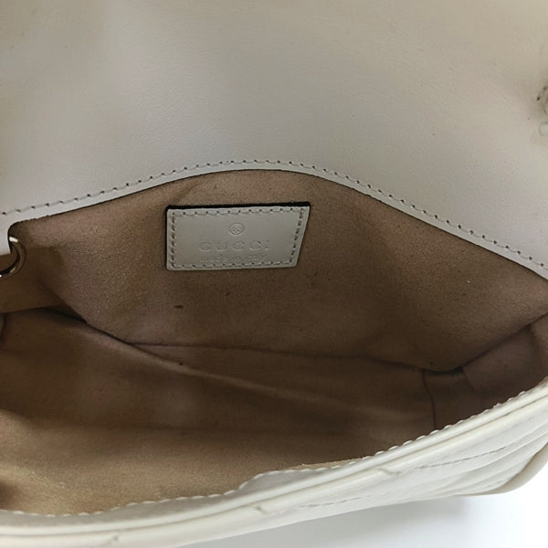 GG Marmont Mini Quilted Calfskin White