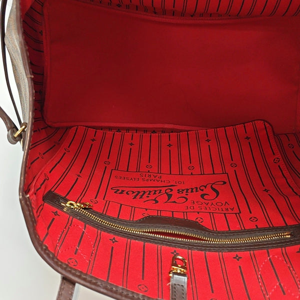 NEVERFULL GM Lona revestida Damier Ebene Marrón