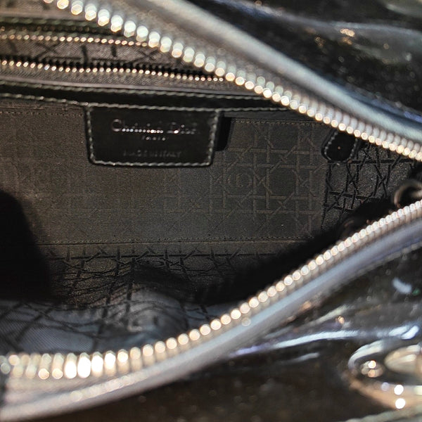 Lady Dior Medium Cannage Patent Leather Black