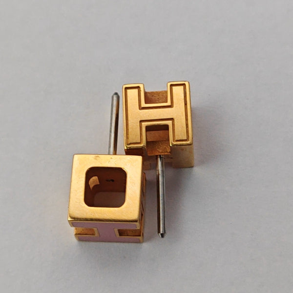 Cage D'h Metal Pink Stud Earrings