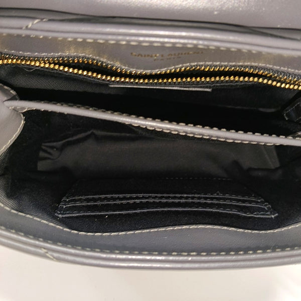 Chevron Calfskin Shoulder Bag Gray