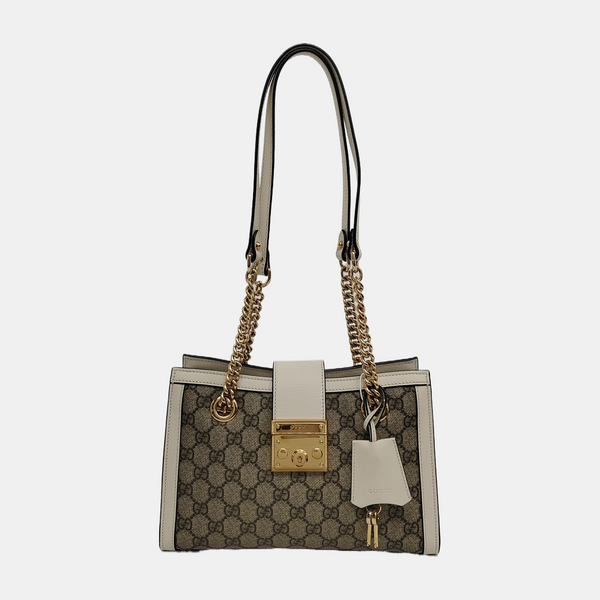 Padlock Small Monogram Coated Canvas Beige