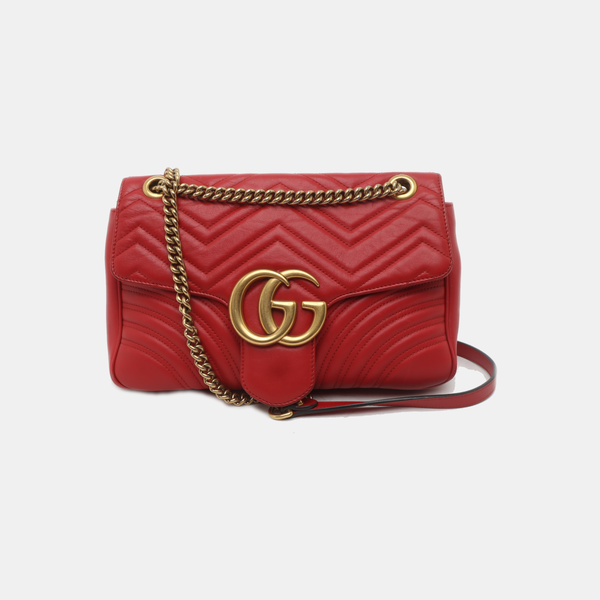 GG Marmont Large Quilted Calfskin Red