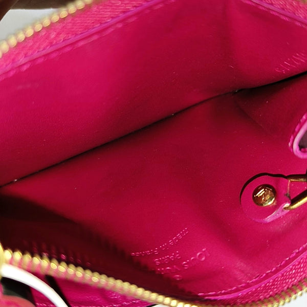 Monogram Patent Leather Card Holder Red