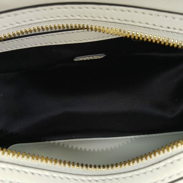 Leather Top Handle Bag White