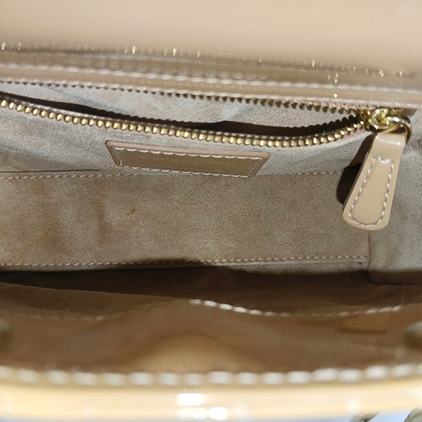 Lady Dior Mini Cannage Patent Leather Beige