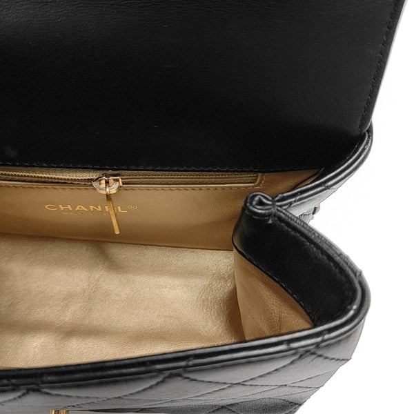 TWO TONE CHAIN HANDLE Small Quilted Lambskin Black