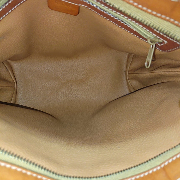 Coated Canvas Top Handle Bag Brown