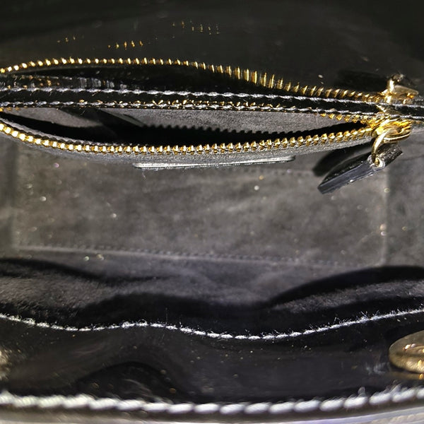 Lady Dior Mini Cannage Patent Leather Black