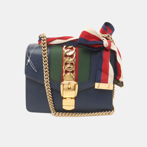 Authenticated pre-owned Sylvie Mini Calfskin Blue - Shoulder Bag at Looply