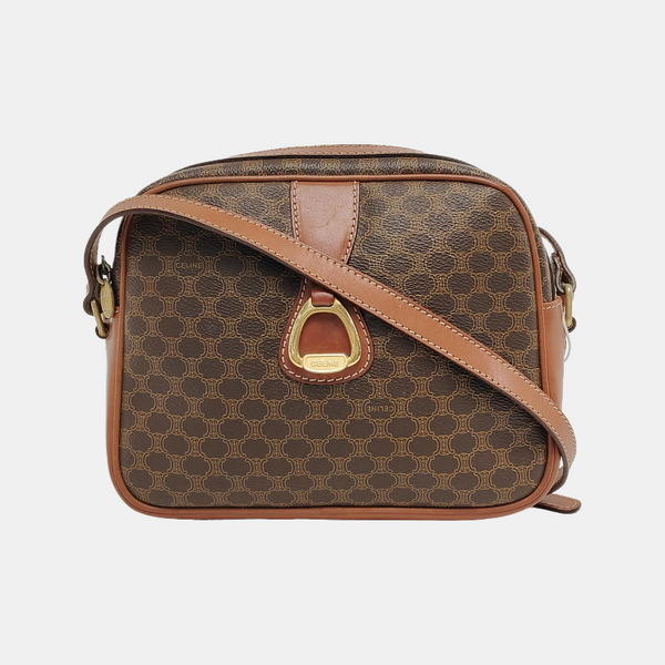 Authenticated pre-owned MACADAM BLASON TRIOMPHE Coated Canvas Brown - Shoulder Bag at Looply