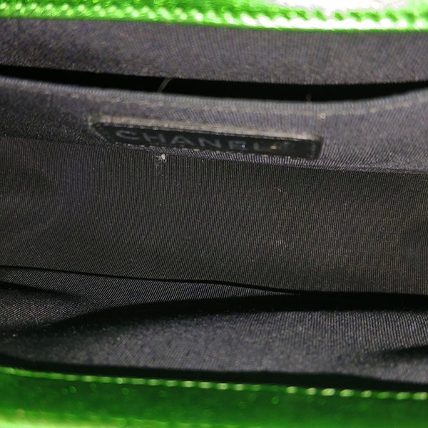 BOY CHANEL Medium Quilted Patent Leather Green