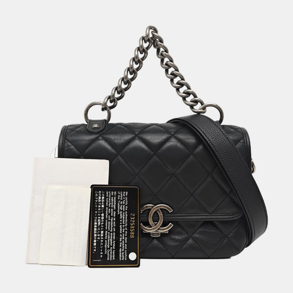 Quilted Calfskin Shoulder Bag Black