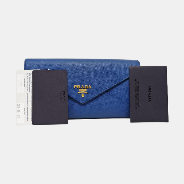 Envelope Wallet Saffiano Calfskin Blue
