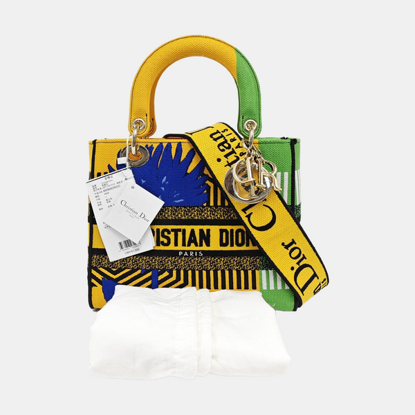 Authenticated pre-owned Lady D-Lite Medium Fabric Multicolor - Tote Bag at Looply