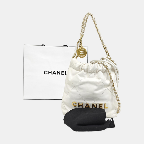 CHANEL 22 Mini Quilted Calfskin White
