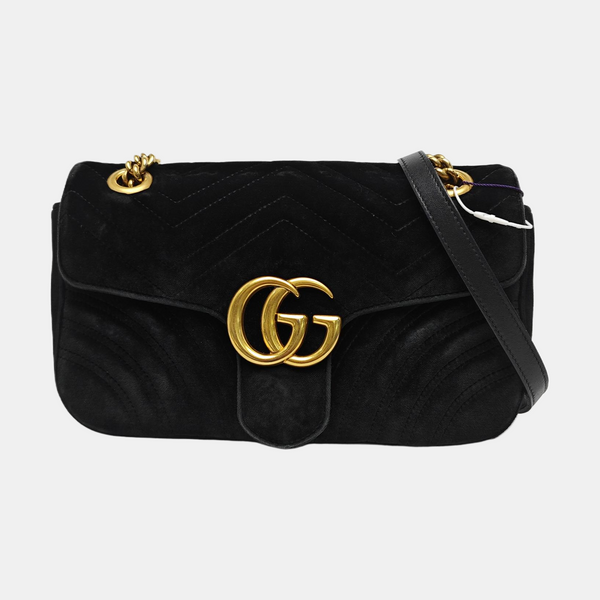 GG Marmont Medium Quilted Velvet Black