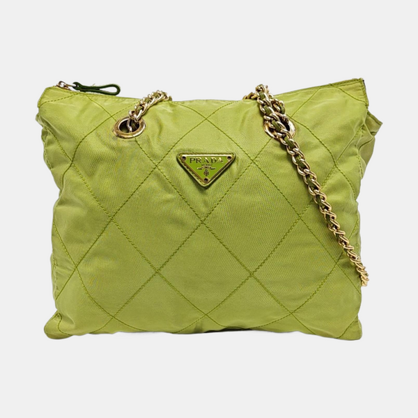Quilted Nylon Tote Bag Green