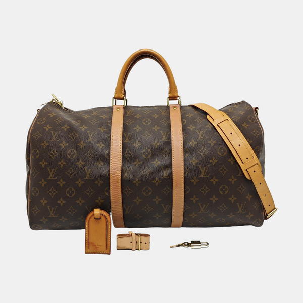 KEEPALL 50 Monogram Coated Canvas Brown