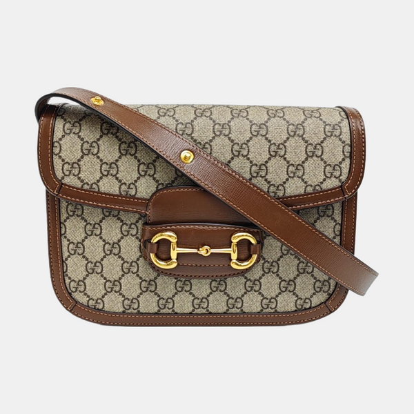 Horsebit 1955 Medium Monogram Coated Canvas Beige