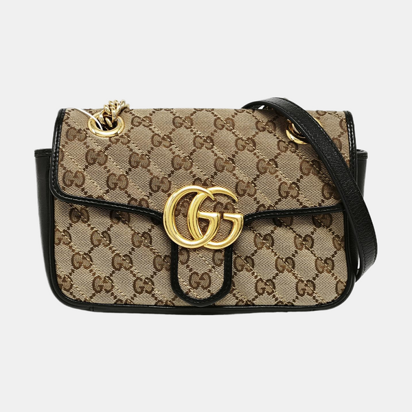 GG Marmont Small Quilted Canvas Brown