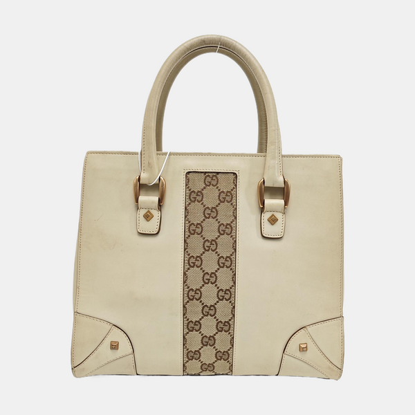 Monogram Calfskin Tote Bag Beige