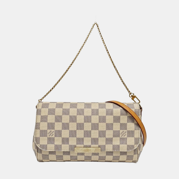 FAVORITE PM Lona revestida Damier Azur Blanca