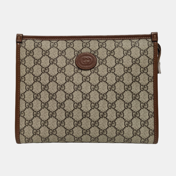 Monogram Coated Canvas Clutch Beige